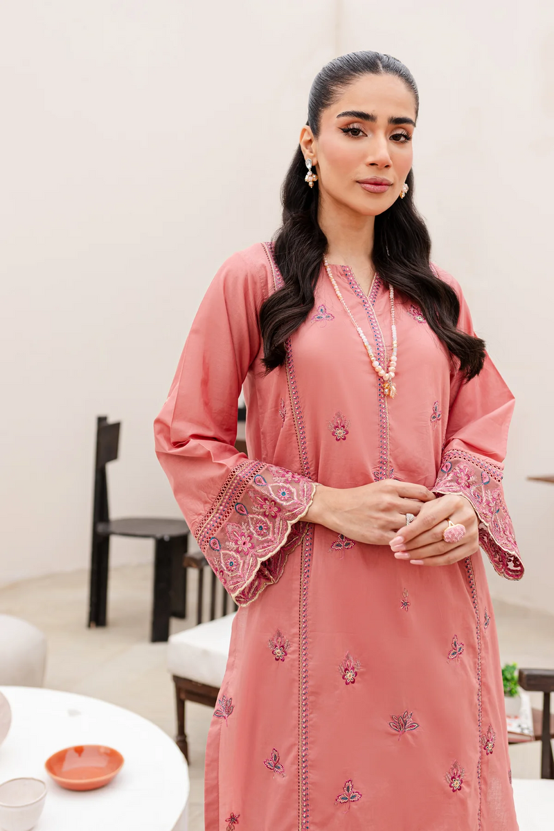 Candied Peach 2Pc Embroidered Dress