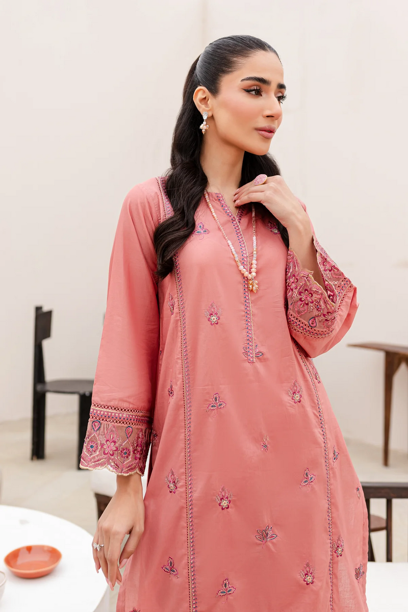 Candied Peach 2Pc Embroidered Dress