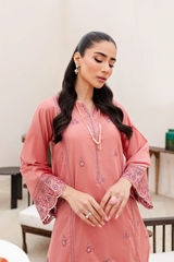 Candied Peach 2Pc Embroidered Dress