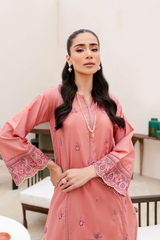 Candied Peach 2Pc Embroidered Dress