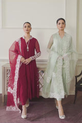3Pcs Red  Luxury Embroidered Dress