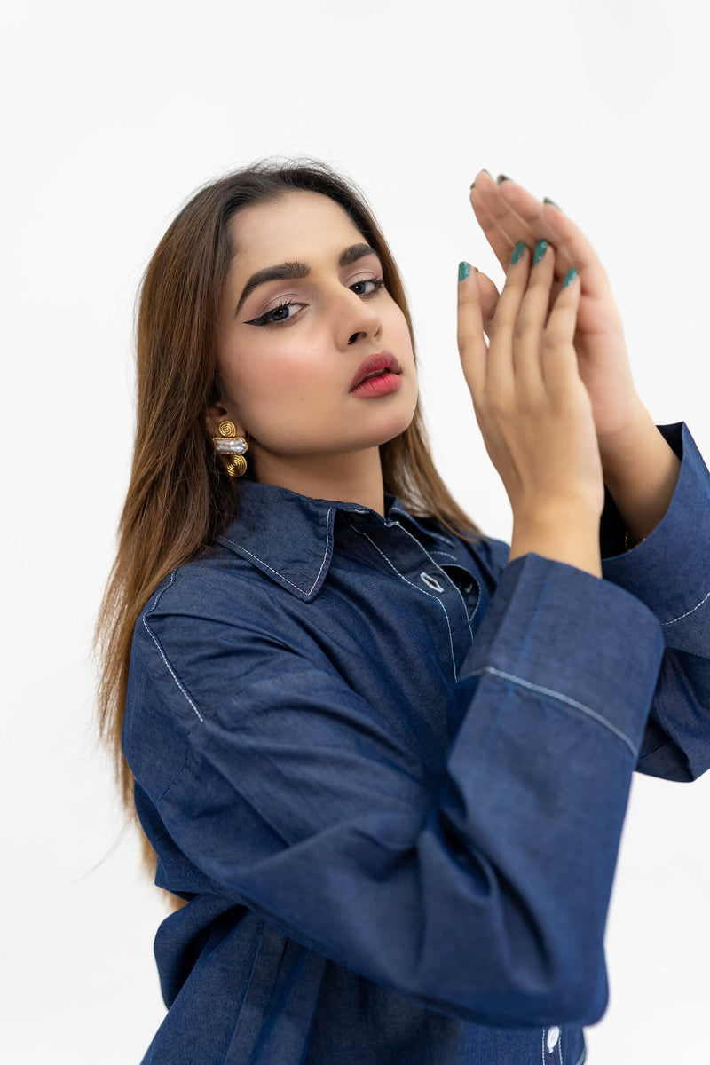 Denim Drop Shoulder Co-ord Set