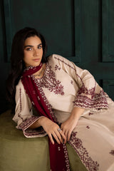 Ivory Rua 3Pc - Embroidered Khaddar Dress