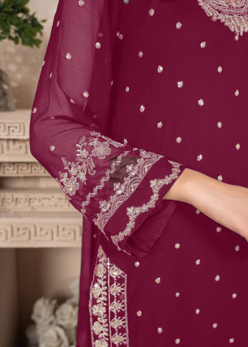 Anari Maroon Embroidered 3-Piece Suit | Festive Collection by Lalazar