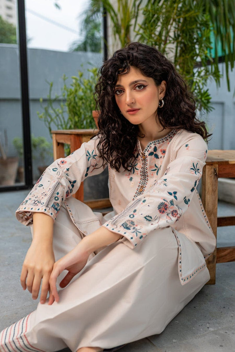 Crystal White 02-Pc Embroidered Lawn Dress
