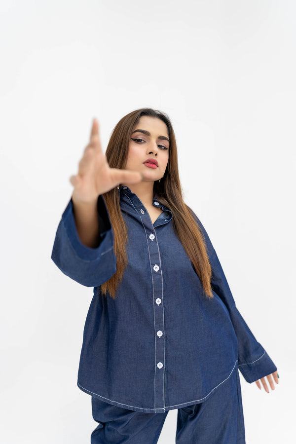 Denim Drop Shoulder Co-ord Set