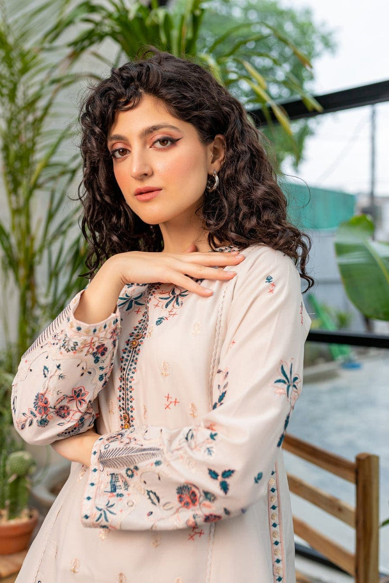 Crystal White 02-Pc Embroidered Lawn Dress