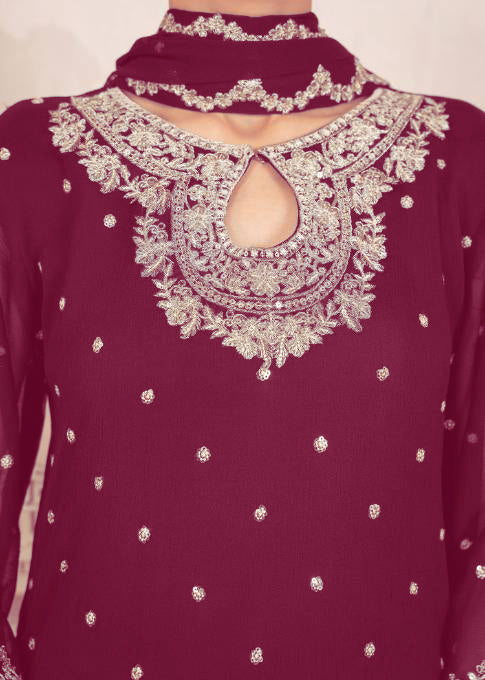 Anari Maroon Embroidered 3-Piece Suit | Festive Collection by Lalazar