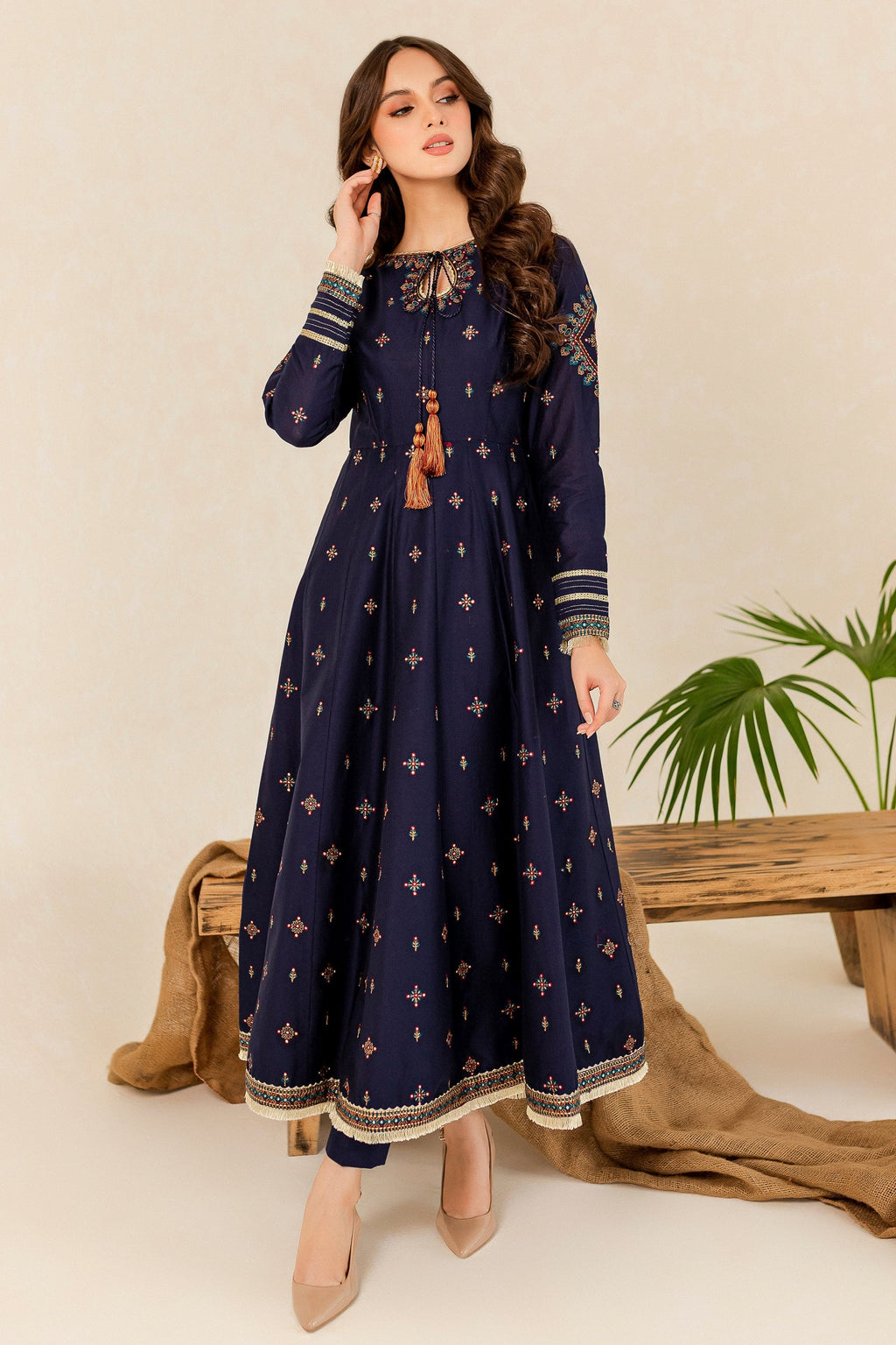 Hreem Navy Blue 02 Pc Winter Dress
