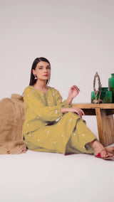 Gold Rose 2Pc Fully Embroidered Dress