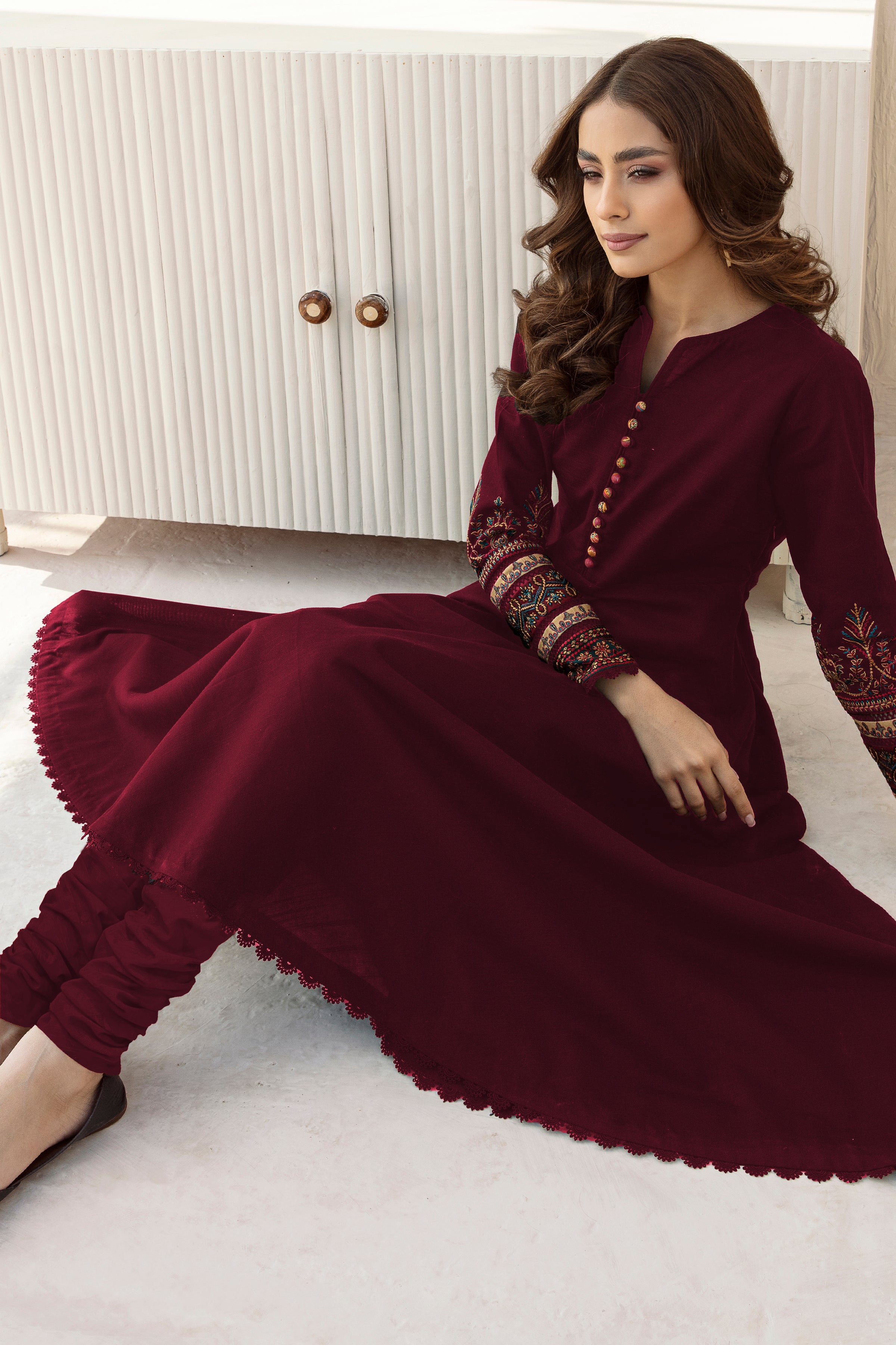 Meerab Embroidered Flared Kurti 2-Piece Suit for Women