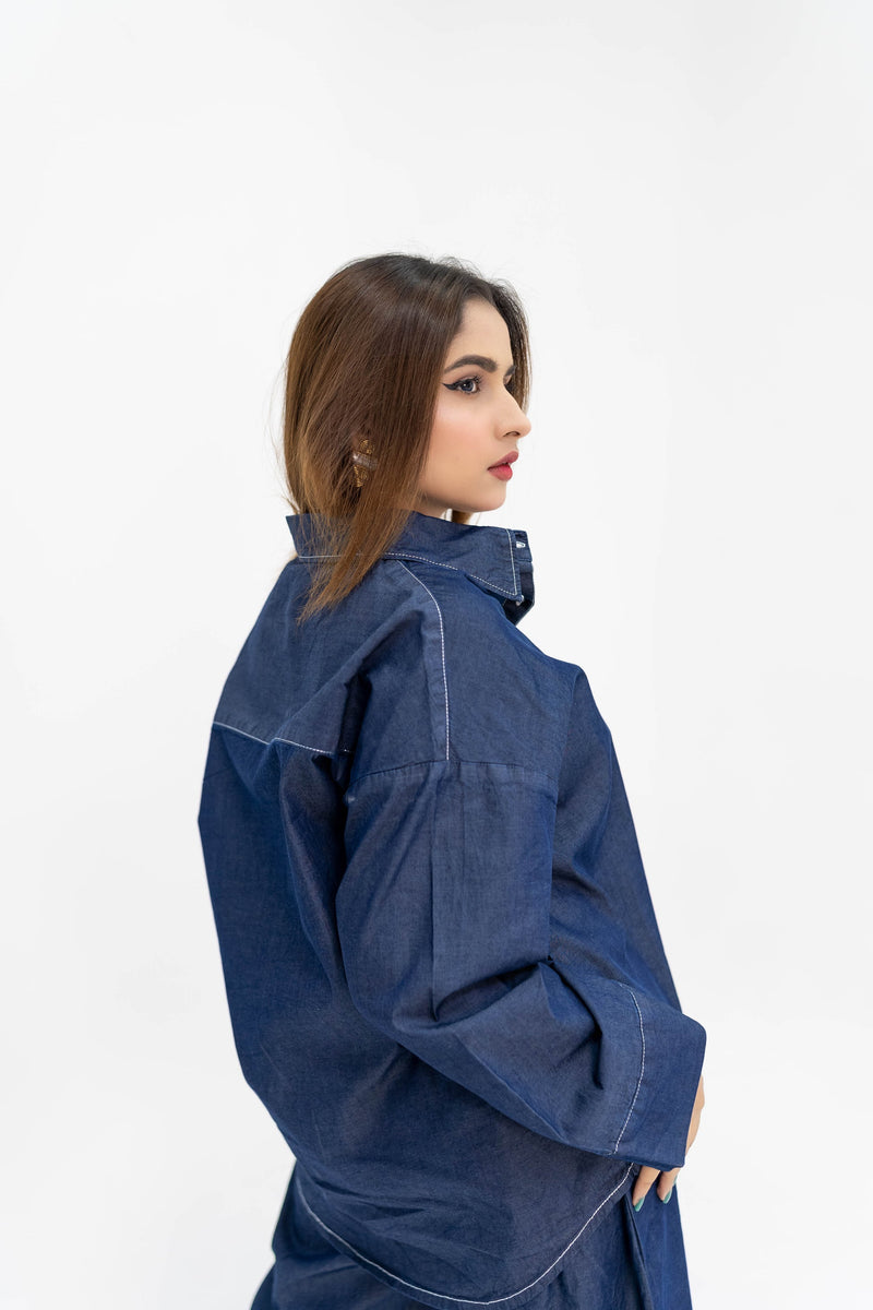 Denim Drop Shoulder Co-ord Set