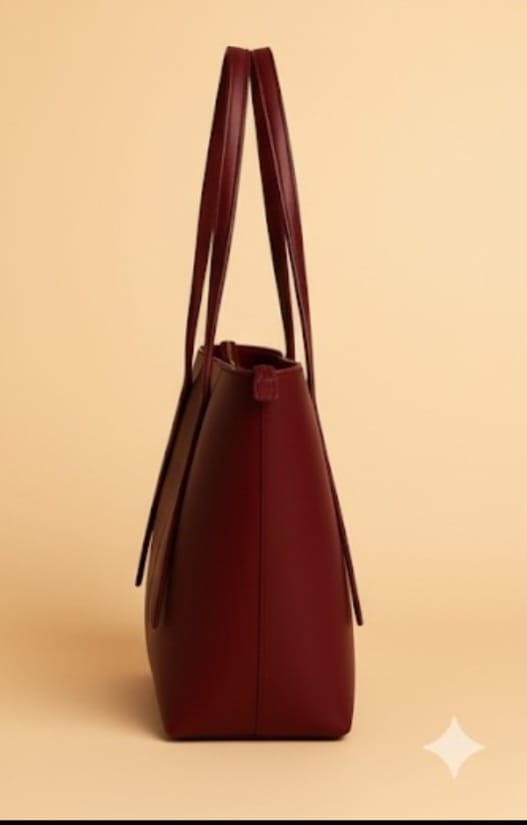Classic Maroon Leather Tote Bag