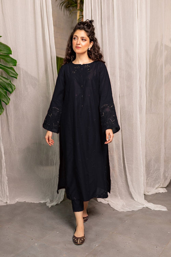 Black Afeefa 2Pc Embroidered Dress