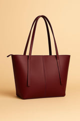 Classic Maroon Leather Tote Bag