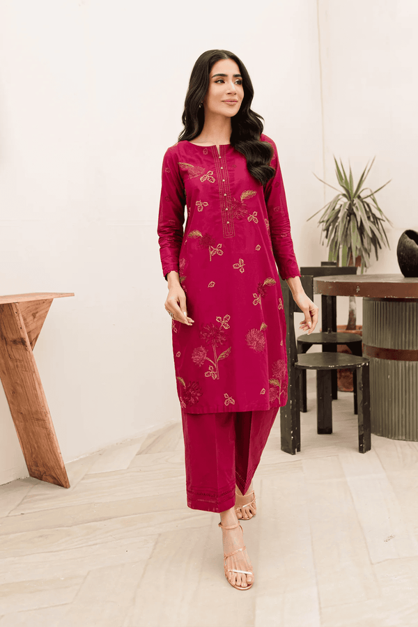 Carnation 2Pc Embroidered Dress
