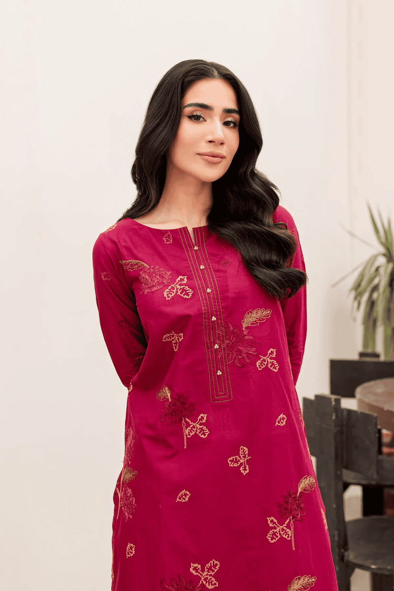 Carnation 2Pc Embroidered Dress