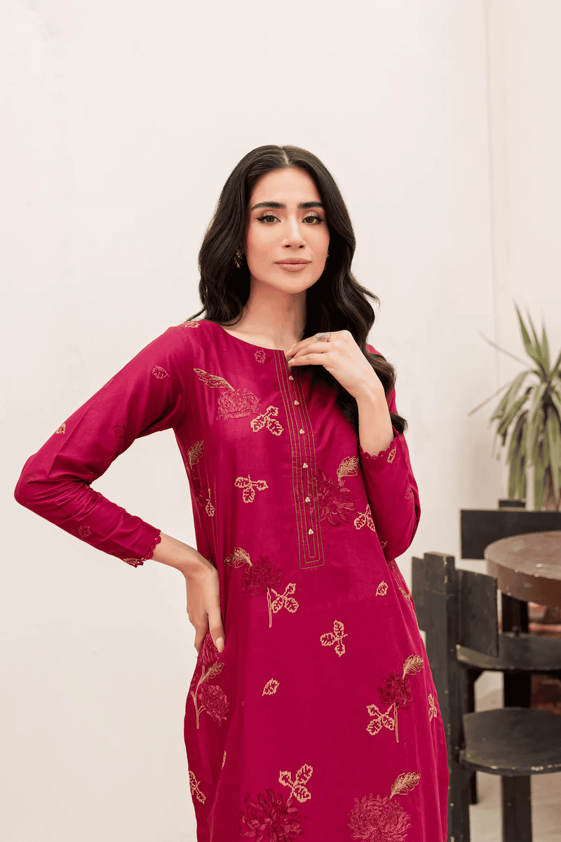 Carnation 2Pc Embroidered Dress