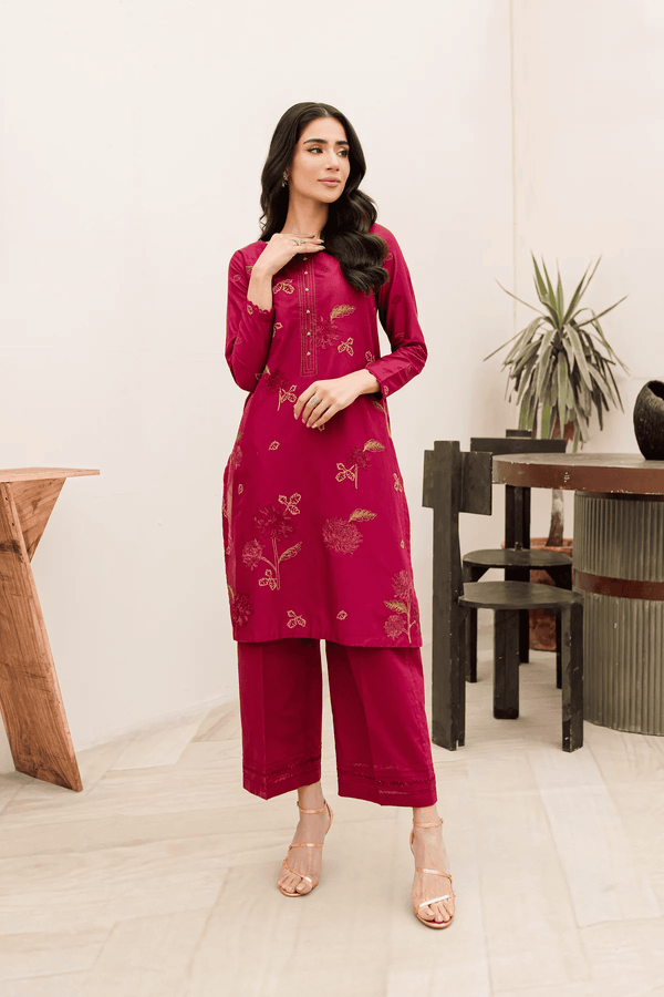 Carnation 2Pc Embroidered Dress