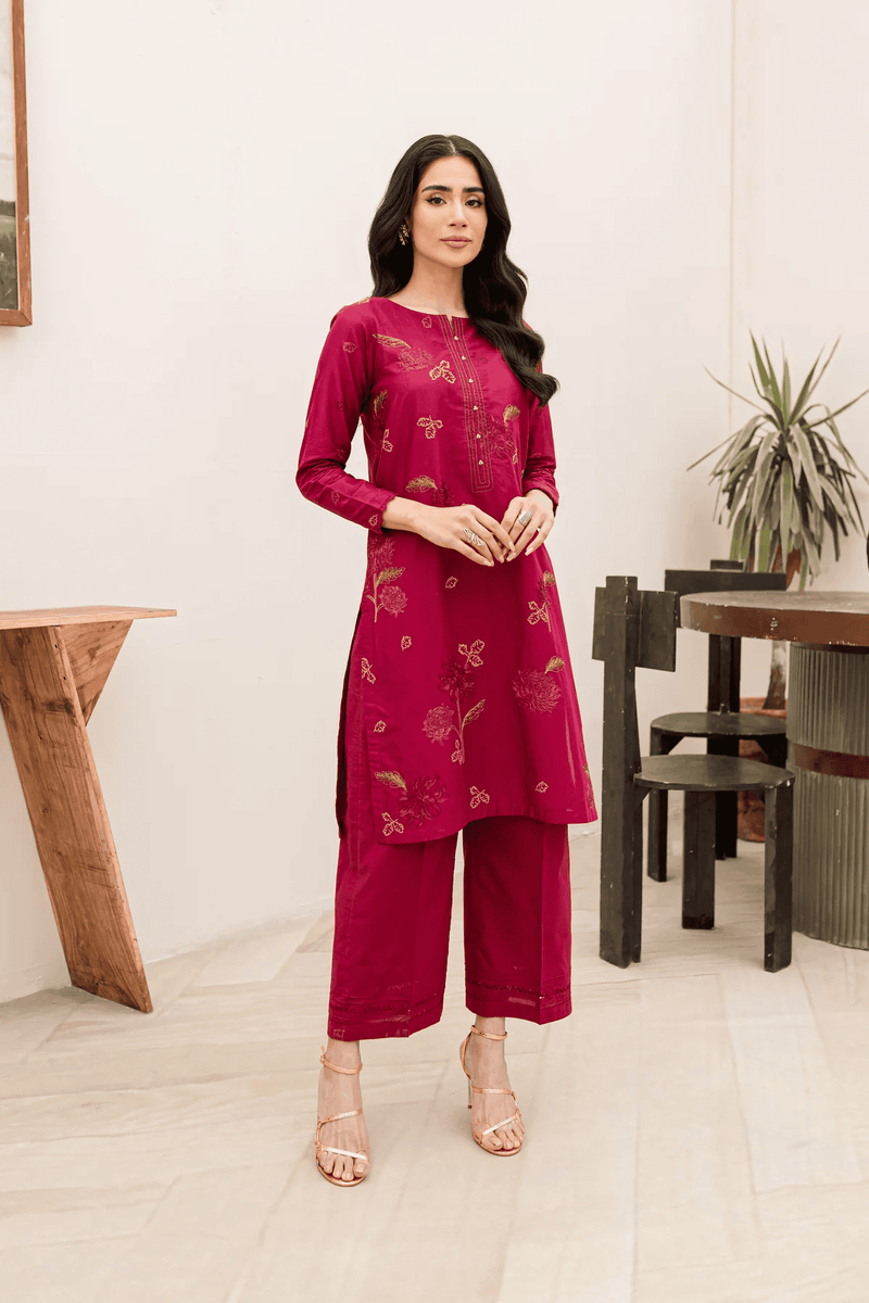 Carnation 2Pc Embroidered Dress