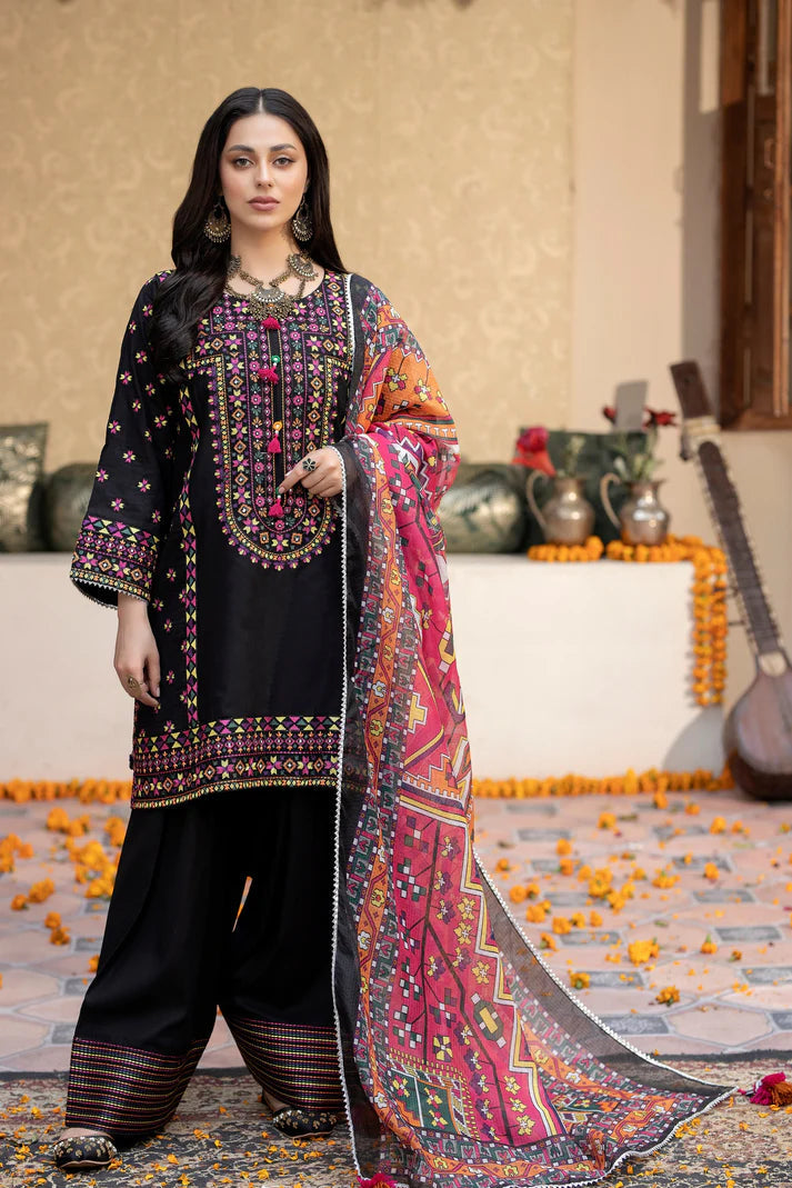 Afreen 3PC Embroidered Lawn Dress—perfect blend of comfort and style for summer. Premium quality fabric, intricate embroidery & graceful design.