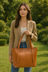 Classic Kalra Brown Leather Tote Bag