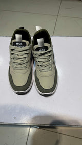 Kids olive green sport sneakers front view