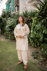 Crystal White 02-Pc Embroidered Lawn Dress