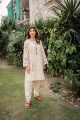 Crystal White 02-Pc Embroidered Lawn Dress