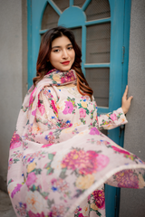 Sheeza 3Pc Printed Embroidered Dress