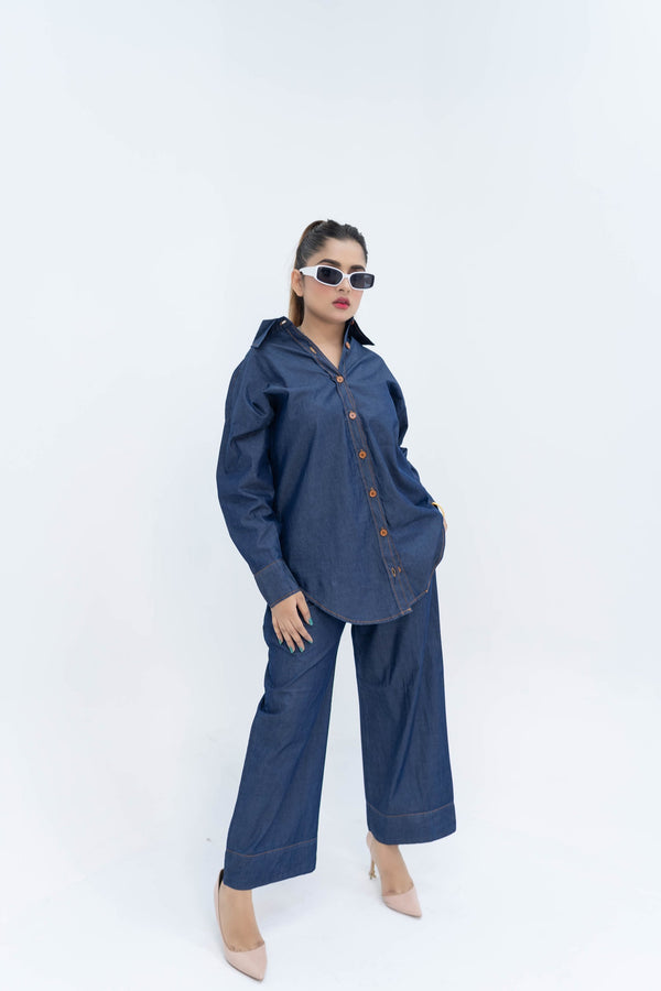 Denim Drop Shoulder Co-ord Set