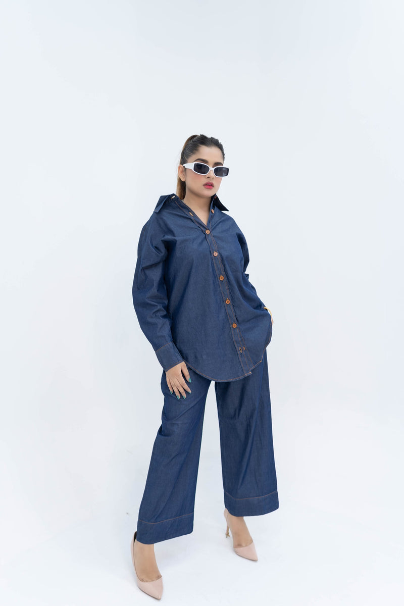 Denim Drop Shoulder Co-ord Set