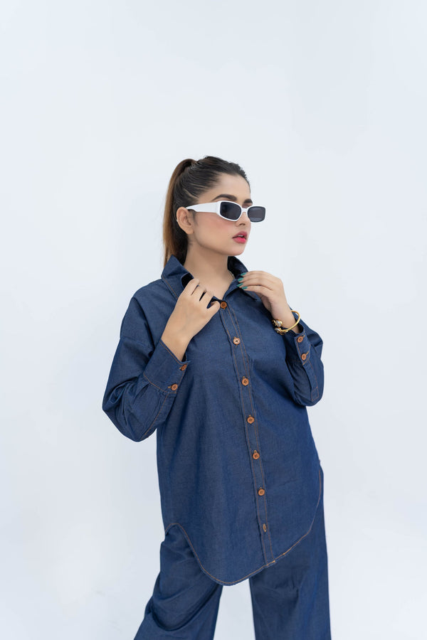 Denim Drop Shoulder Co-ord Set