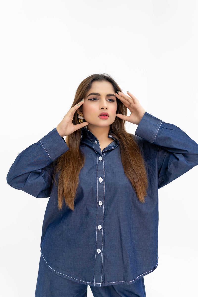 Denim Drop Shoulder Co-ord Set