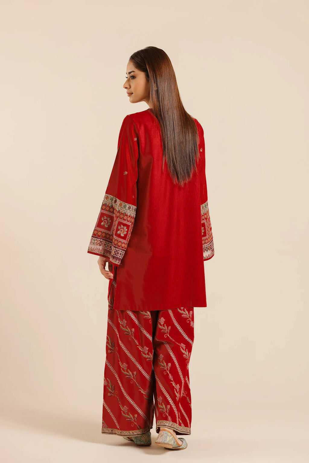 Red Embroidered short women dress