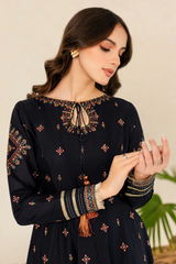 2Pc Hreem Black Lawn Dress