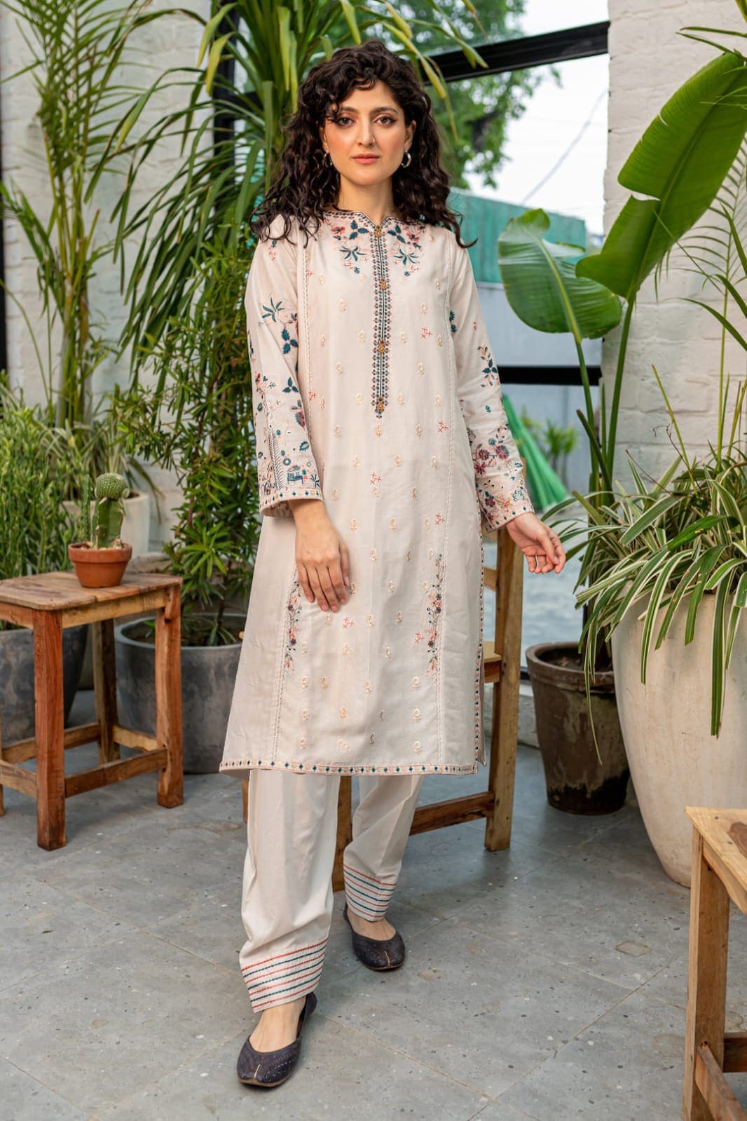 Crystal White 02-Pc Embroidered Lawn Dress