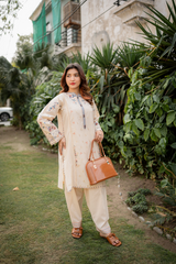 Crystal White 02-Pc Embroidered Lawn Dress