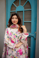 Sheeza 3Pc Printed Embroidered Dress