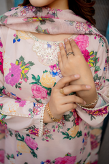 Sheeza 3Pc Printed Embroidered Dress