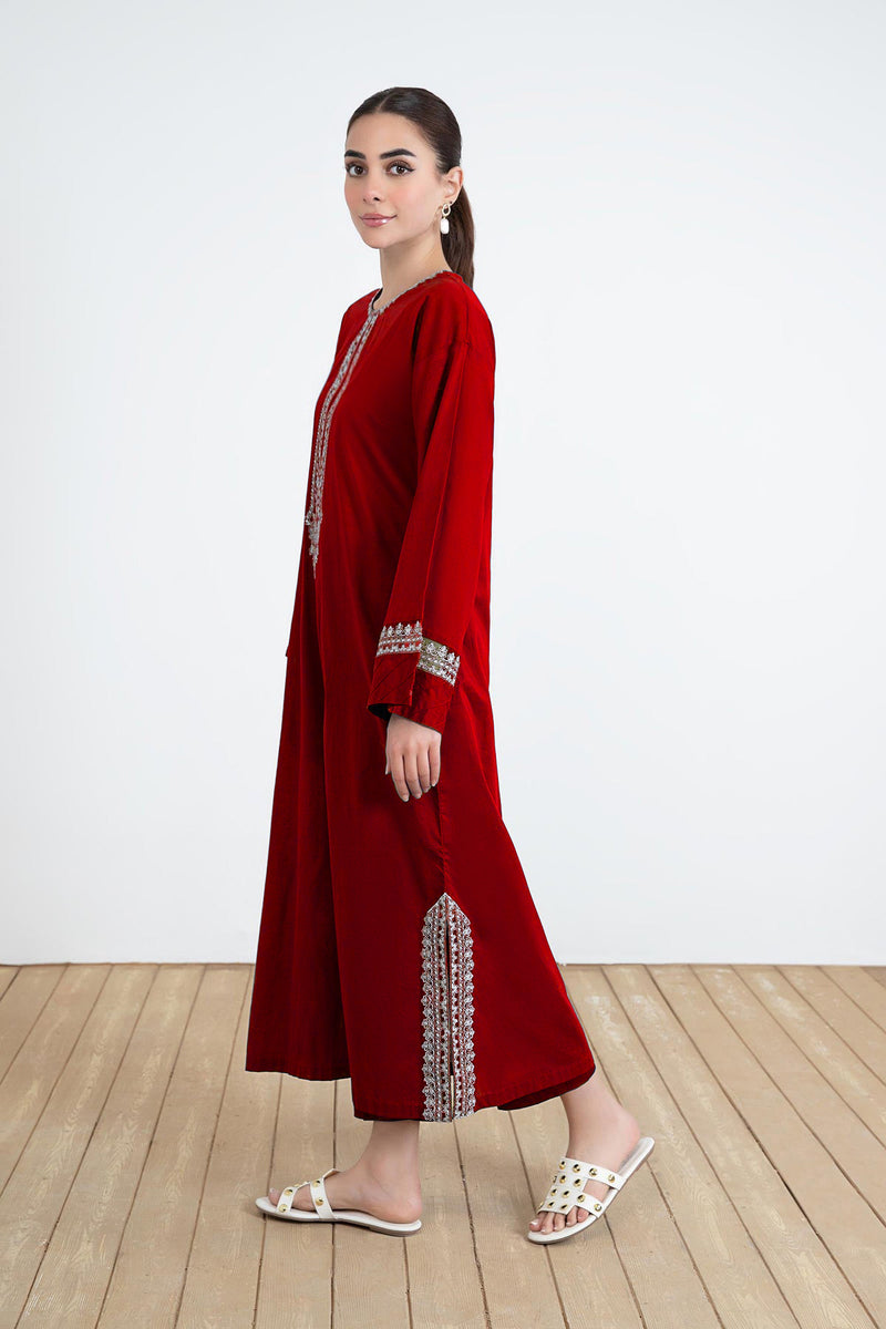 RED ROSE 02-Pc Embroidered Lawn Dress