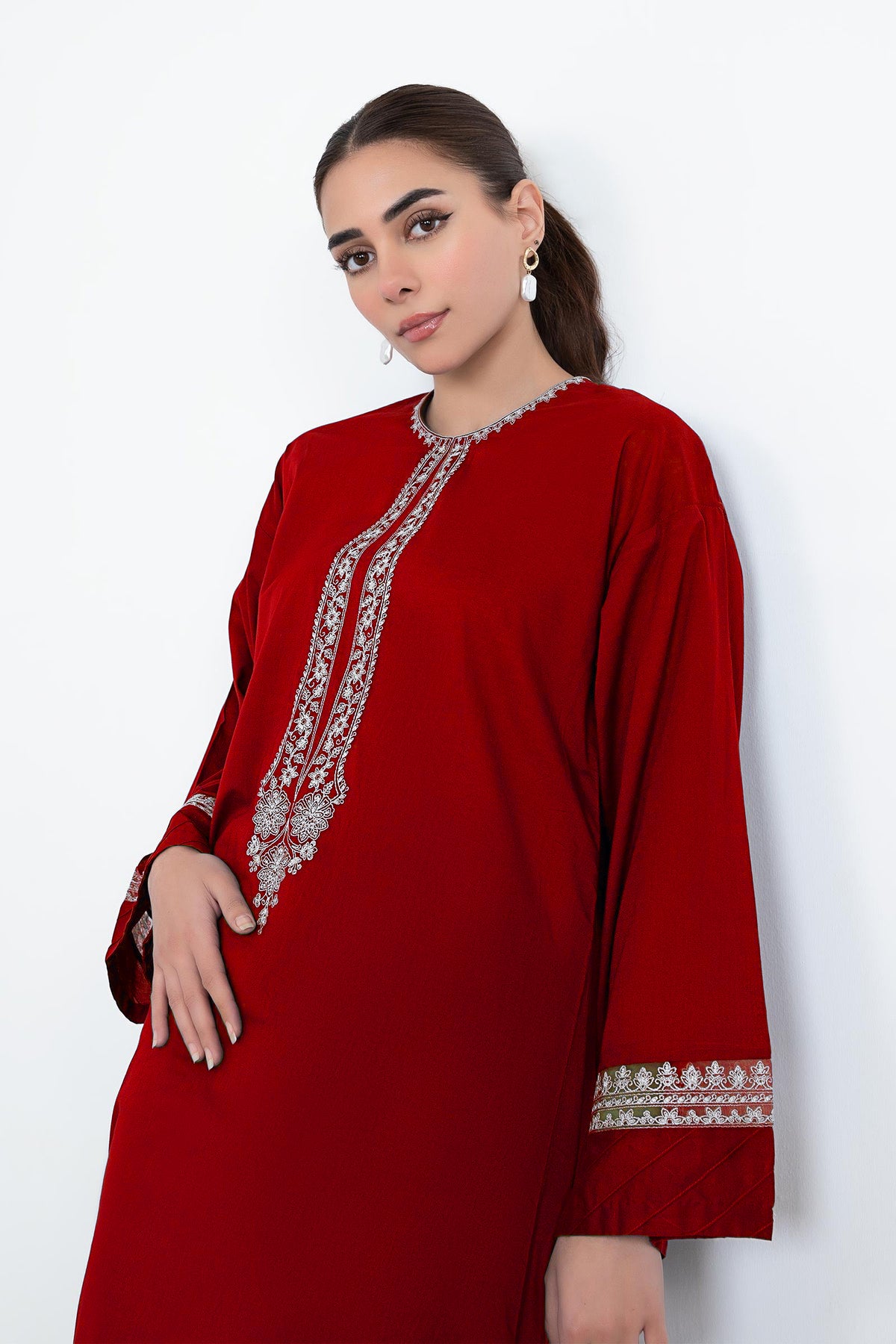 RED ROSE 02-Pc Embroidered Lawn Dress