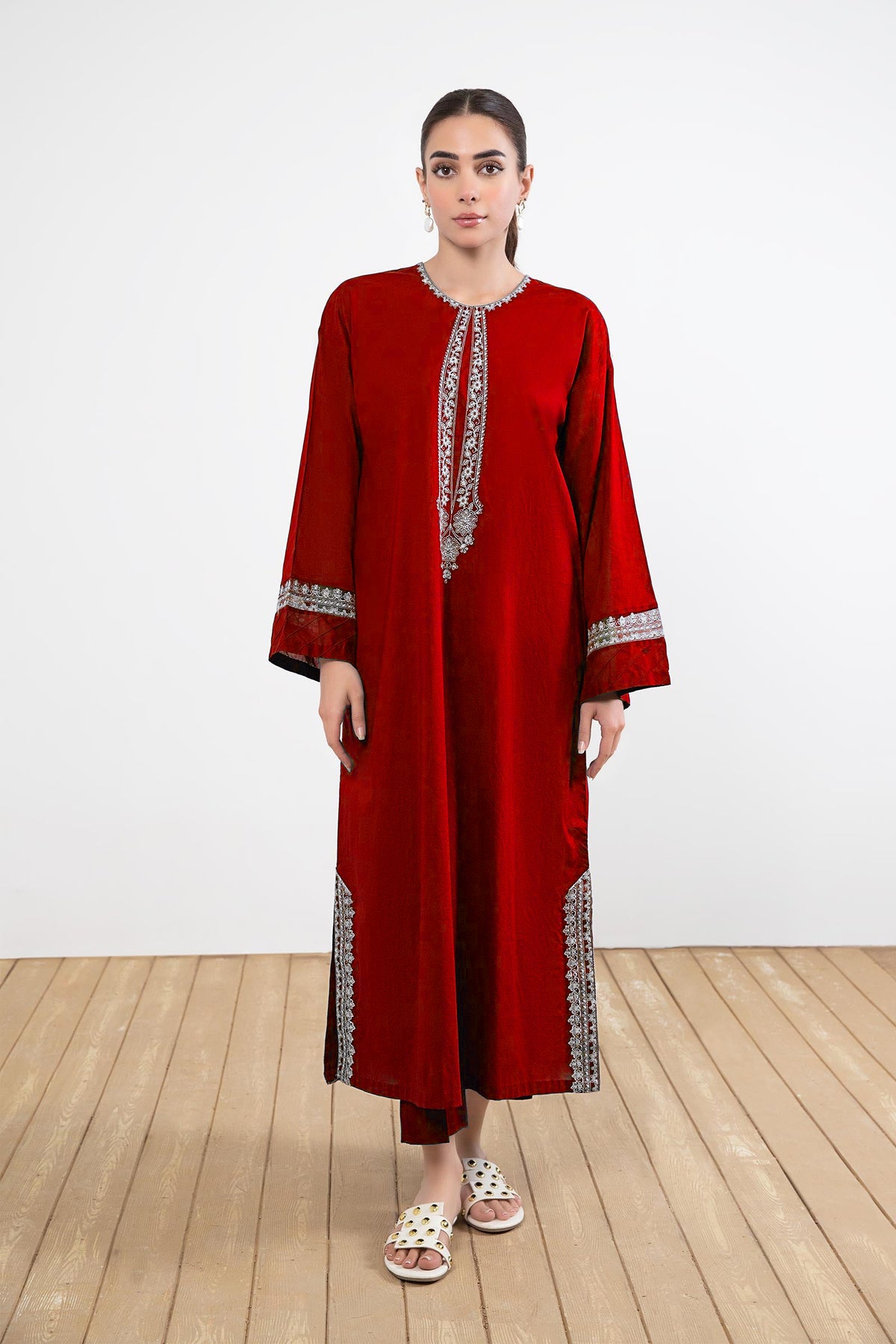 RED ROSE 02-Pc Embroidered Lawn Dress