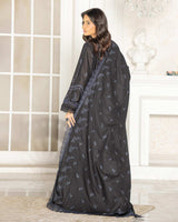 Mishaal 3Pc embroidered krandi winter dress with lace dupatta and matching trouser by Lalazar.