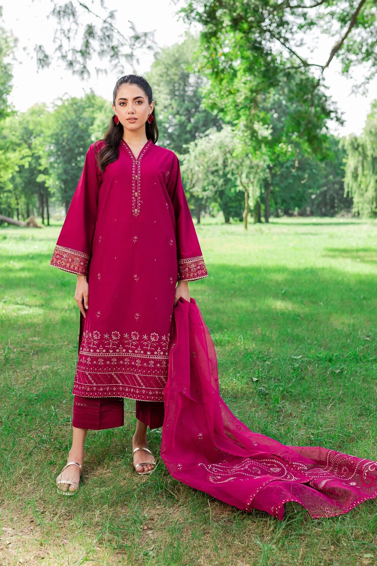OAS 3PC Embroidered Lawn Dress – Elegant Festive Wear 