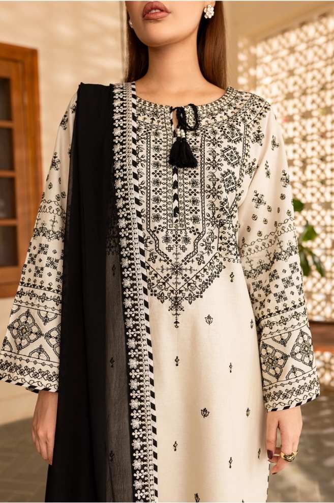White Jewel 3Pc - Embroidered Lawn Dress