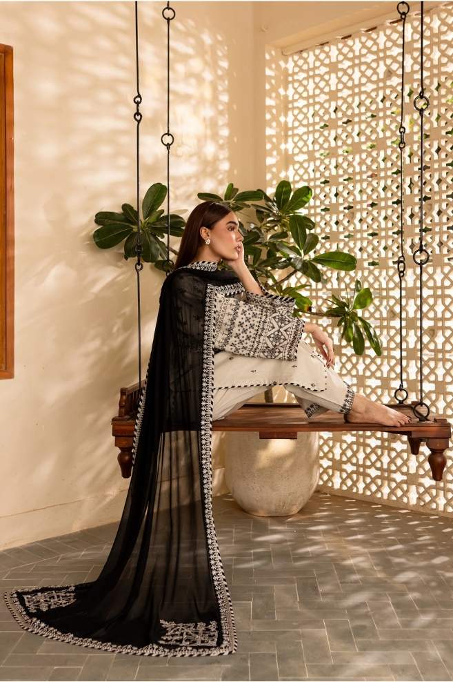 White Jewel 3Pc - Embroidered Lawn Dress