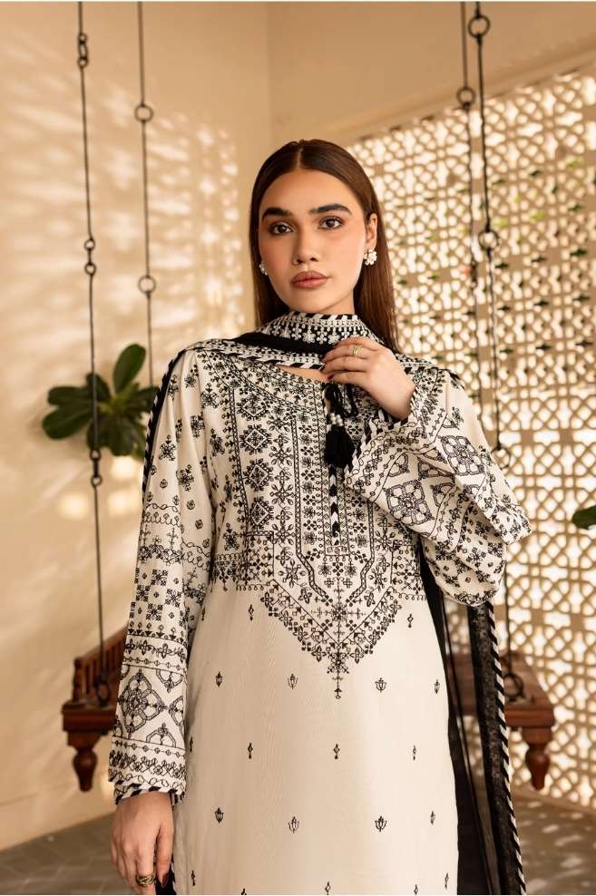 White Jewel 3Pc - Embroidered Lawn Dress