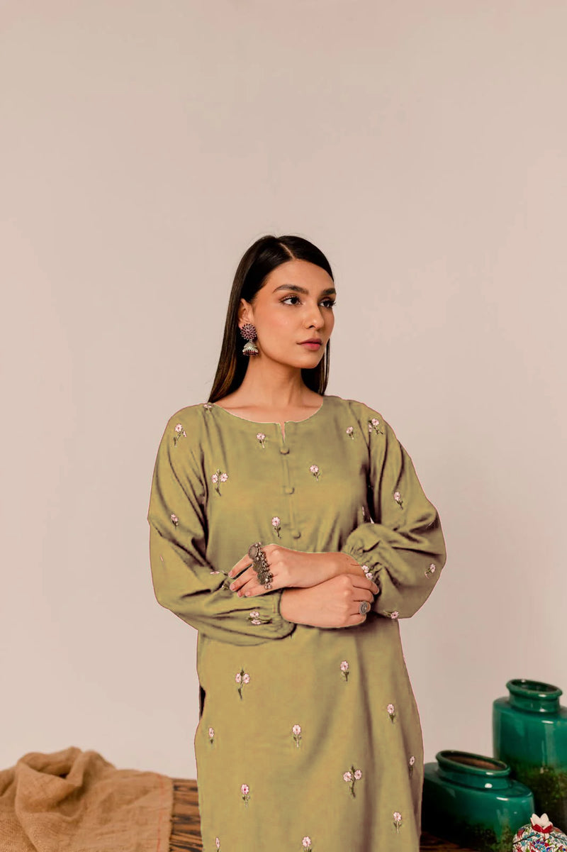 Gold Rose 2Pc Fully Embroidered Dress