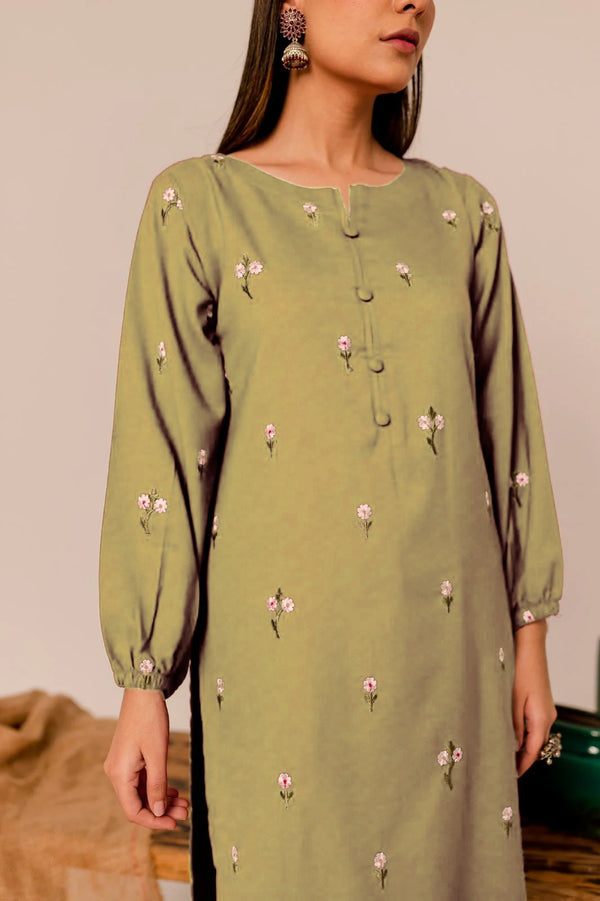 Gold Rose 2Pc Fully Embroidered Dress
